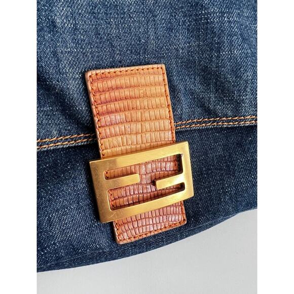 Fendi mamma lizard denim baguette - Picture 9 of 10